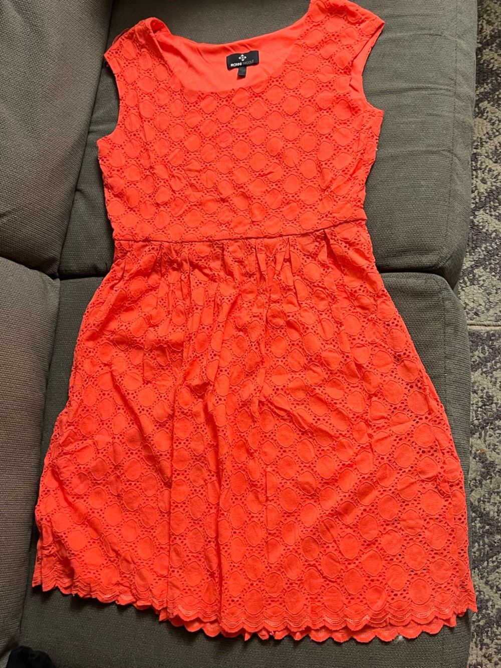 Women’s Orange/Red Ronni Nicole Lace Pattern Dress